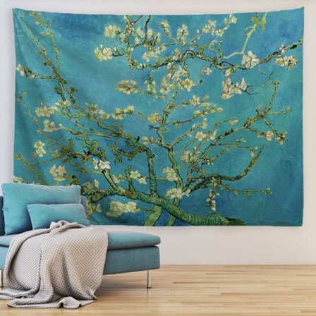 Mandelblomst Tapet Blomster Væghængning Naturlig Landskab Vægkunst Hjem Decor til Soveværelse, 150x200cm