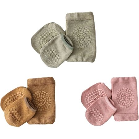 Baby - 1-3 år 3 par baby kneputer og 3 par baby sokker sett med sklisikre gummipunkter for