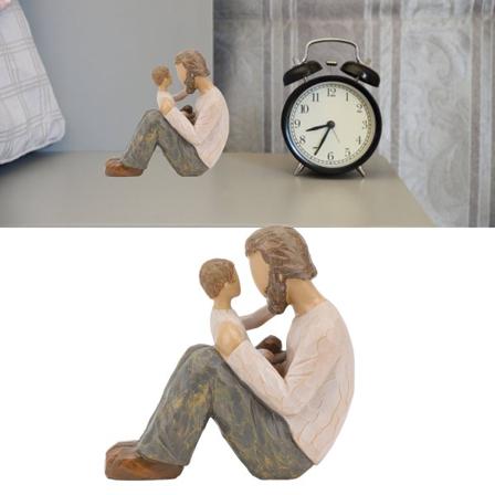 Isä ja poika -patsas Käsinmaalattu Eläväinen Ulkonäkö Kestävä Hartsi Perheen Veistos Kirjahyllylle Kaappiin Pöydälle