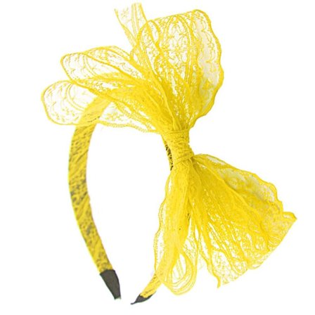 2ST Lace Bow Pannband Hårband GUL GUL