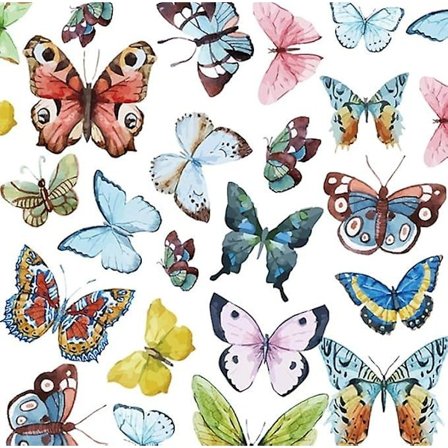 AKVAREL SOMMERFUGLE Farverige Vægdekorationer I Selvklæbende Forårsmærkater I Indretning til Stue Soveværelse Køkkenfliser Børneværelse Piger Drenge 