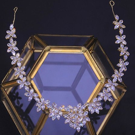 Blomster Brud Hårband Kubisk Zirkonia Bröllop Hårband Tiaror Kronor Smycken Gåvor Till Kvinnor Flickor
