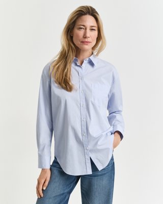 GANT - Relaxed fit poplinskjorte til dame light blue