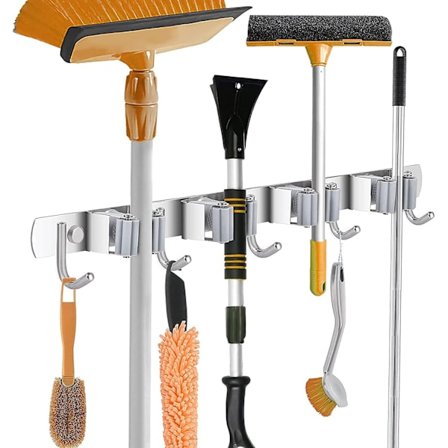 Veggmontert kosteskaftholder, rustfritt stål kosteskaftholder, oppbevaring