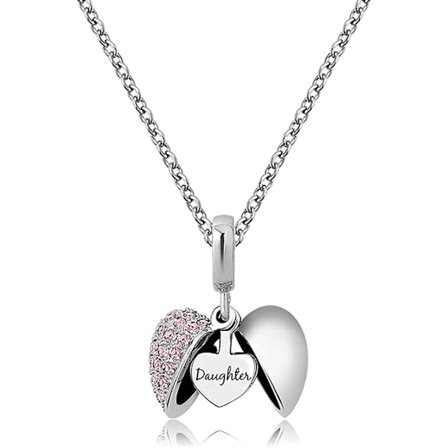 Dotter Halsband Från Mamma Och Pappa Liten Mini Kärlek Öppet Hjärta Hänge Charm 18 Tum Halsband För Kvinnor Flickor
