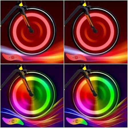 Cykel Eger Lys 4-pak Dæk Blinkende Lys LED Neon Hjul Blinkende Cykellygte Vandtæt 3 Blinkende Tilstande Cykeltilbehør Rød+farve