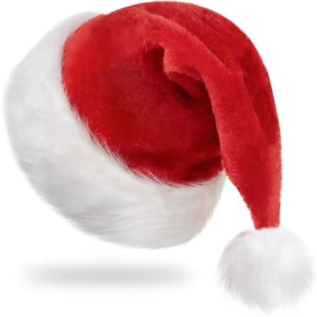 Julehat, julemandshat, juleferiehat til voksne, unisex fløjl klassisk julemandshat