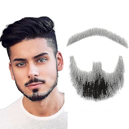 Falsk skæg realistisk 100% menneskehår fuld håndbundet gedebuk sort til mænd makeup underholdning/drama (hz03)
