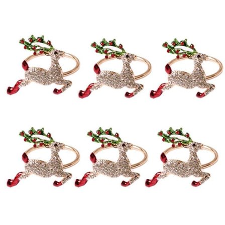 Jule-serviettringer med hjort - Serviettringer med reinsdyr - Julepynt til borddekking - Serviettringer med hjort