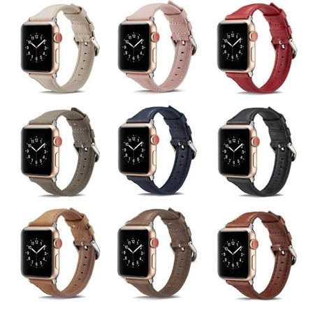 SKALO Kapea nahkaranneke Apple Watch Series 11 46mm - Valitse väri