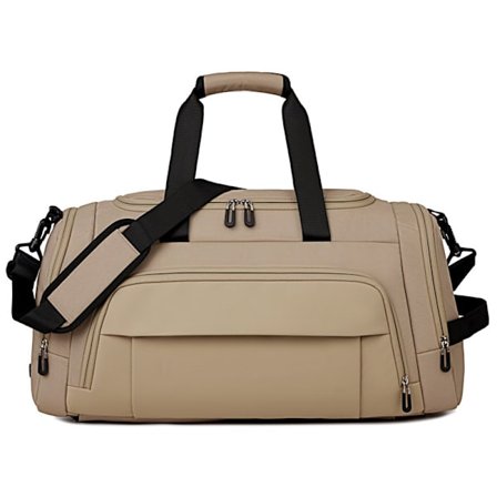 Sports Gym Bag for tørr og våt separasjon, for korte reiser med uavhengig skoskap (Khaki)