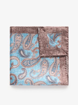 John Henric Men's Hellblaues Einstecktuch Paisley Size Onesize