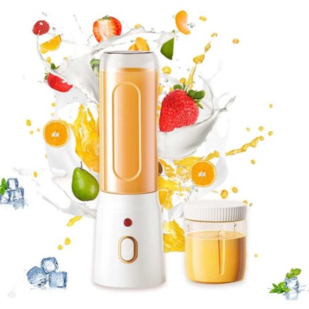 15 Oz Bærbar Blender Valgfri med Dobbel Kopp, USB Oppladbar med 10 Blader Student Hjem Multifunksjonell Juicer Komplementær Matkopp