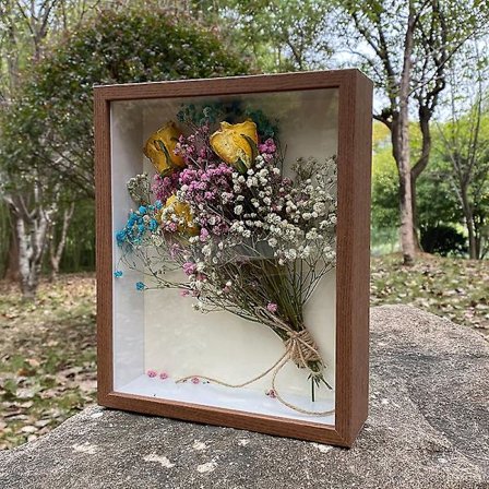 Træramme til tørrede blomster, tørrede blomster displaystativ, tørrede blomster skyggeboks, prøve skyggekasse 22X17X4.5CM