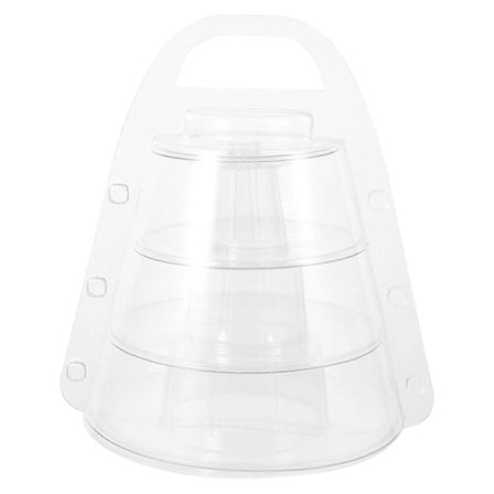 1 Set Portabelt Festställ Macaron Förvaringsställ Flervånings Kexställ Cupcake-ställ med Lock