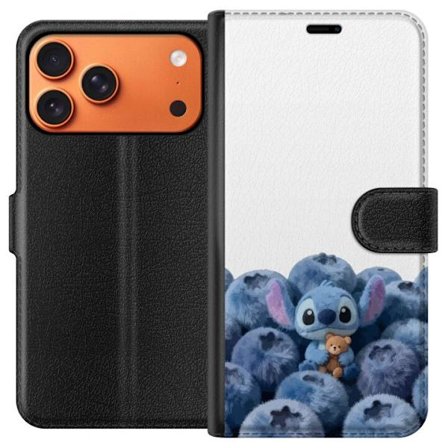 Yhteensopiva Lompakkokotelo Apple Apple iPhone 17 Pro Max Söpö sininen hahmo mustikoiden joukossa, jossa on pehmeä ja leikkisä kuvitus sekä nalle