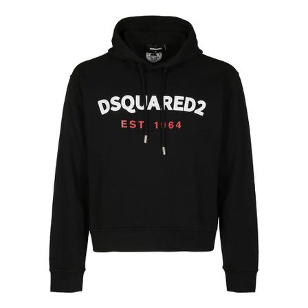 Dsquared2 Logo-Print Drawstring Hoodie Sort, Dame