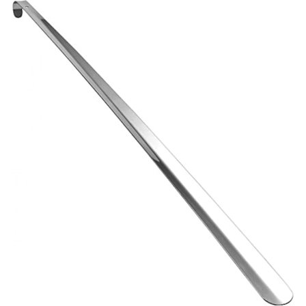 Skohorn i rustfrit stål, professionelt skinnende sølv metal sko langt håndtag horn skohorn til seniorer ældre - 42 cm