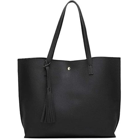 Håndtasker til kvinder, Dame Håndtaske Tote Taske Blødt PU Læder Stor Kapacitet Dame Top Håndtag Skuldertaske Til Kvinder Sort Håndtaske Sort