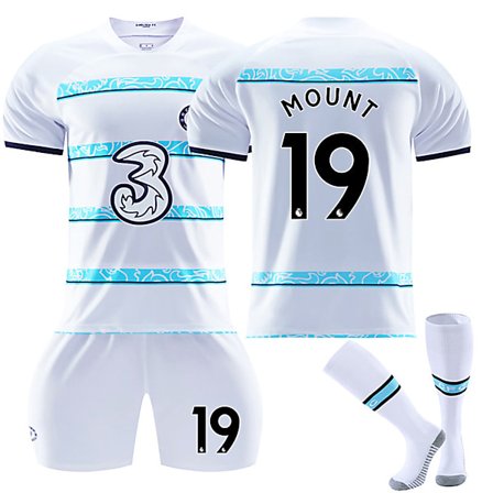 Chelsea F.C. 22-23 Vieraspelipaita MOUNT Nr 19 Jalkapallopaita setti