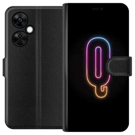Kompatibelt Lommeboketui til OnePlus OnePlus Nord CE3 Minimalistisk neonbokstav Q i skinnende farger mot mørk bakgrunn