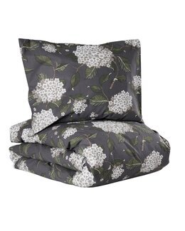 Påslakanset med tryckt blommotiv Casimir 2-delar Grå - Redlunds