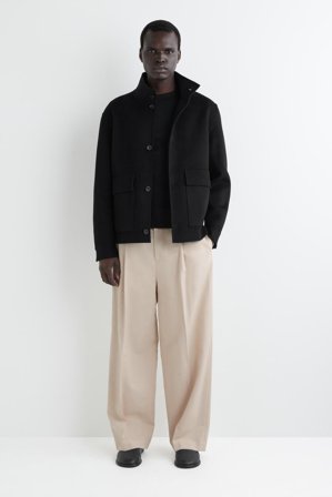 COS Homme T-Shirt Slim À Manches Longues En Coton Côtelé in Noir