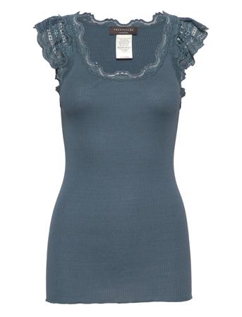 Silk Top W/ Lace Blue Rosemunde