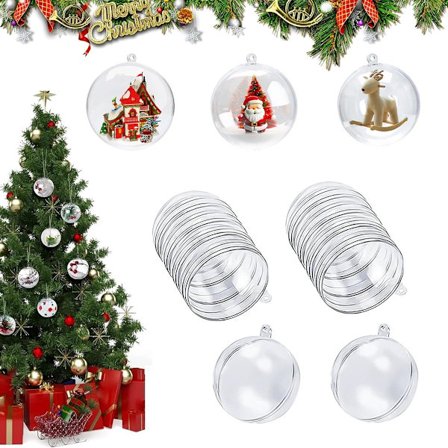 20 stk. - Gjennomsiktige julekuler - diameter 6 cm - Akrylkuler - Julekule - Julepynt - Hule plastkuler