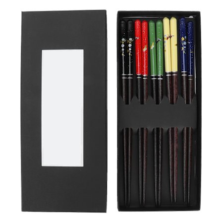 5 par træ spisepinde sæt smukke tryk service spidse hoved sushi spisepinde til hjemmet