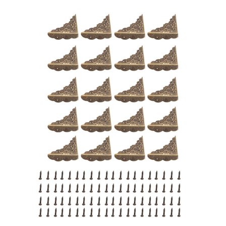 20 st bronsfärgade hörnskydd i järn med spikar för trälådor och flight cases