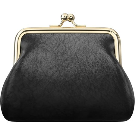 Svart Myntveske Liten PU Lær Myntveske, Myntveske Lommebok med Spenne, Bil Mynt Holder Lomme for Kvinner Menn Barn G