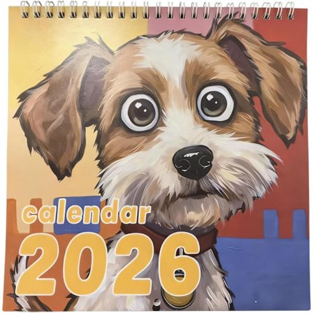 Tegneserie Hvalpe Kalender 2026, Sjov Hunde Vægkalender 2026 til Hundeelskere, Månedsvis Vægplanlægger, Hængbar Månedsplanlægger med Søde 