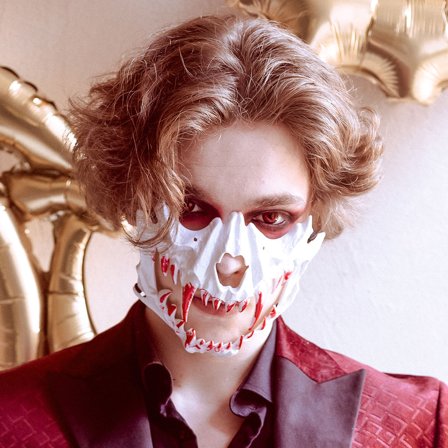 Dödskalle Halvmask med Blodiga Tänder