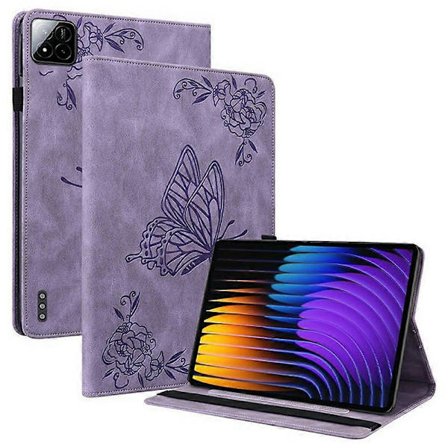 Fodral för Xiaomi Pad 7 Pro/Pad 7 Fjäril Blomma Prägling PU Läder Tablet Skydd med Kortfack