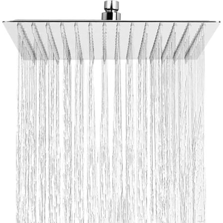 Firkantet Anti-Kalk Brusehoved Vandbesparende Regnbrusehoved med Rustfrit Stål Dyse 12 tommer/30 cm Poleret Krom Finish (Spejl)