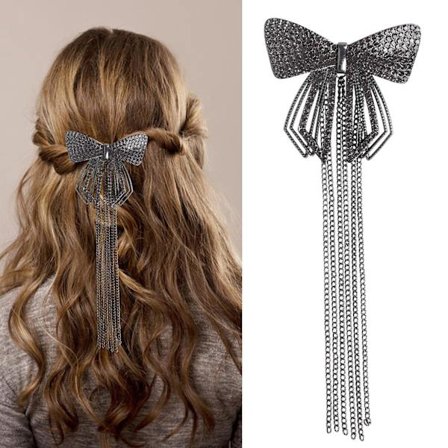 Hårnål med tofsar av diamanter, fjärilshårklämmor, tofsar av strass, glittrande tofsar av strass, fashionabla hårklämmor (svart)