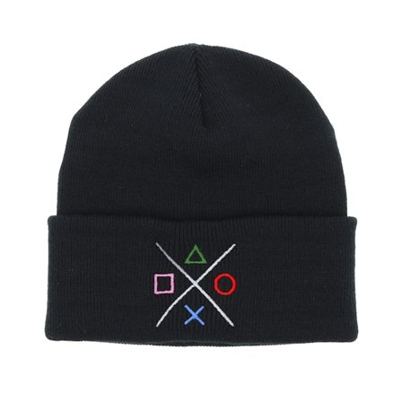 Gamerz - Noir cuff Bonnet - Buttons Black Beanie @ Hatstore
