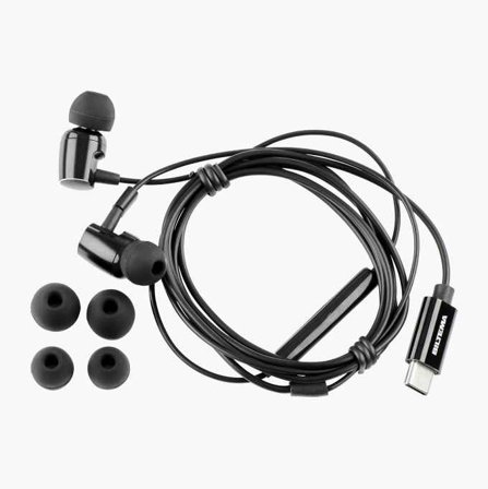 In-ear-hörlurar typ C-kontakt svart