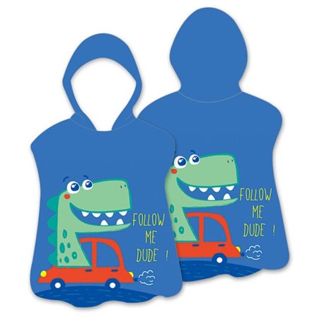 Huva Cape Badhandduk Badrock Poncho, 60x60cm - Car Dinosaur
