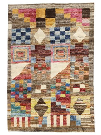 Hand Knotted Moroccan Berber - Afghanistan 201X292 Wool Rug Brown/Orange