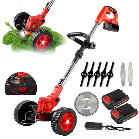 Elektrisk Gräsklippare, 650W Effekt, 18000 RPM Hastighet,2 Batteri