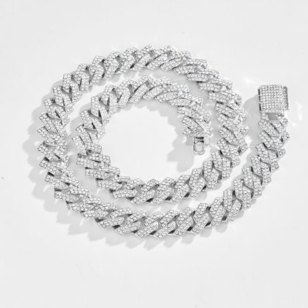 Kvindehalskæde, 18" cubansk halskæde, bling hvide diamanter hiphop smykker tilbehør