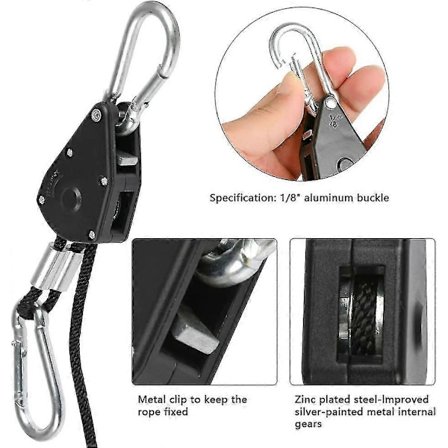 4 stk. Spændebånd med Ratsjekrog, 150 pund Justerbare Ratsjekroge, 180 cm Justerbart Robust Spændebånd, Spændebånd med Trækhjul til Vækstlokaler, 