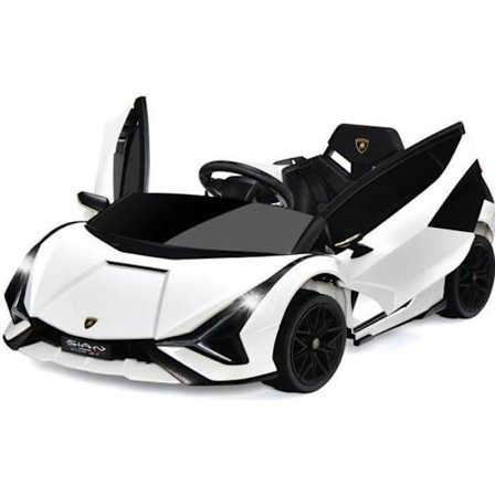 Lamborghini SIAN elbil til børn 3-8 år - COSTWAY - Hvid - MP3, USB, Radio, 2.4G fjernbetjening