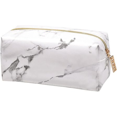 Marmor penalhus, hvid PU blyant pen pose brevpapir taske, kosmetisk makeup børste opbevaring taske til piger kvinder teenagere