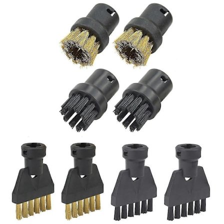 8 stk. damprenser tilbehør for SC1 SC2 SC4 SC5, børstevedleggsett, runde børstesett, flate børstehoder