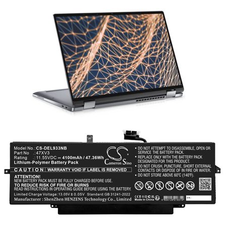Batteri til notebook, laptop til DELL Latitude 9330, Latitude 9330 2-i-1 og andre.