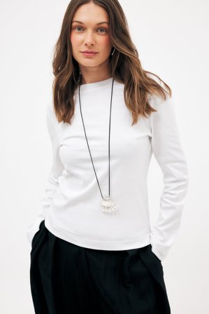 NA-KD langärmeliges Oversize-T-Shirt - T-Shirts - Weiß - L