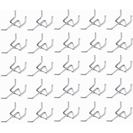 50 st krokar för perforerade paneler, avstånd mellan hål 25 mm tjocklek 32 mm längd 50 mm väggkrokar garage (silver)